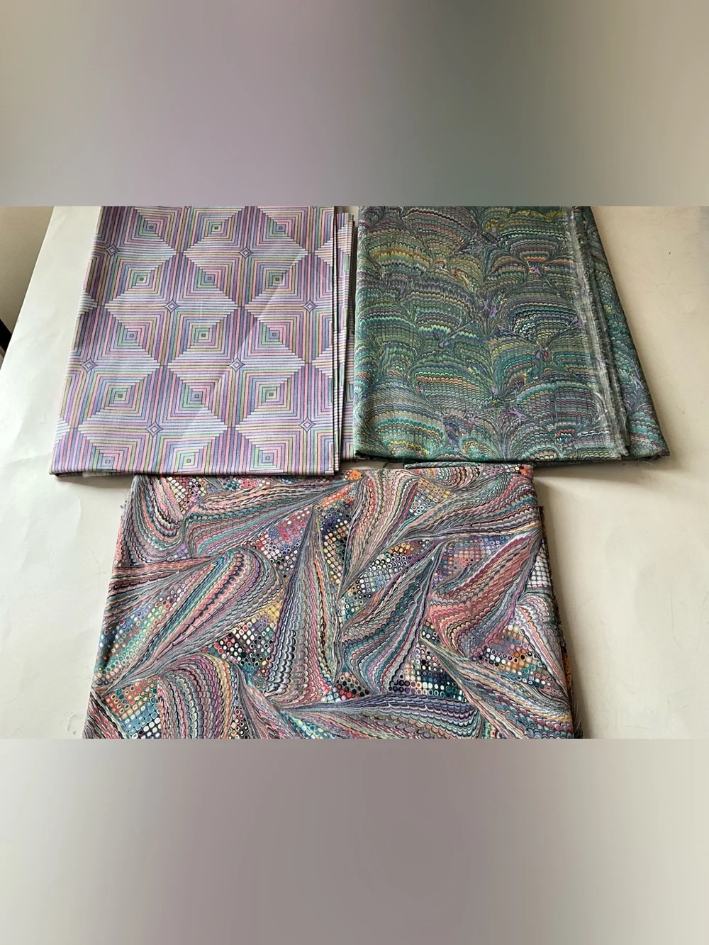 Quilting Sewing Fabric Lot Vibrant Groovy Colors Pink Blue Green Cotton Blend